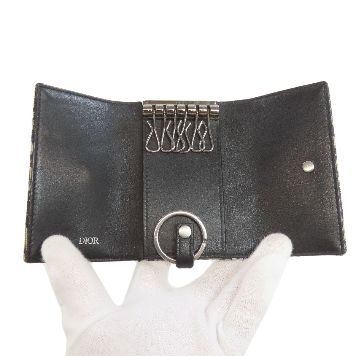 CHRISTIAN DIOR Trotter pattern key holder Canvas Ladies [Used]