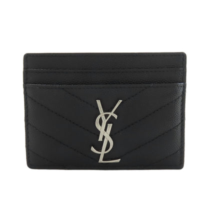 SAINT LAURENT V stitch logo Card Case Calf Ladies [Used]