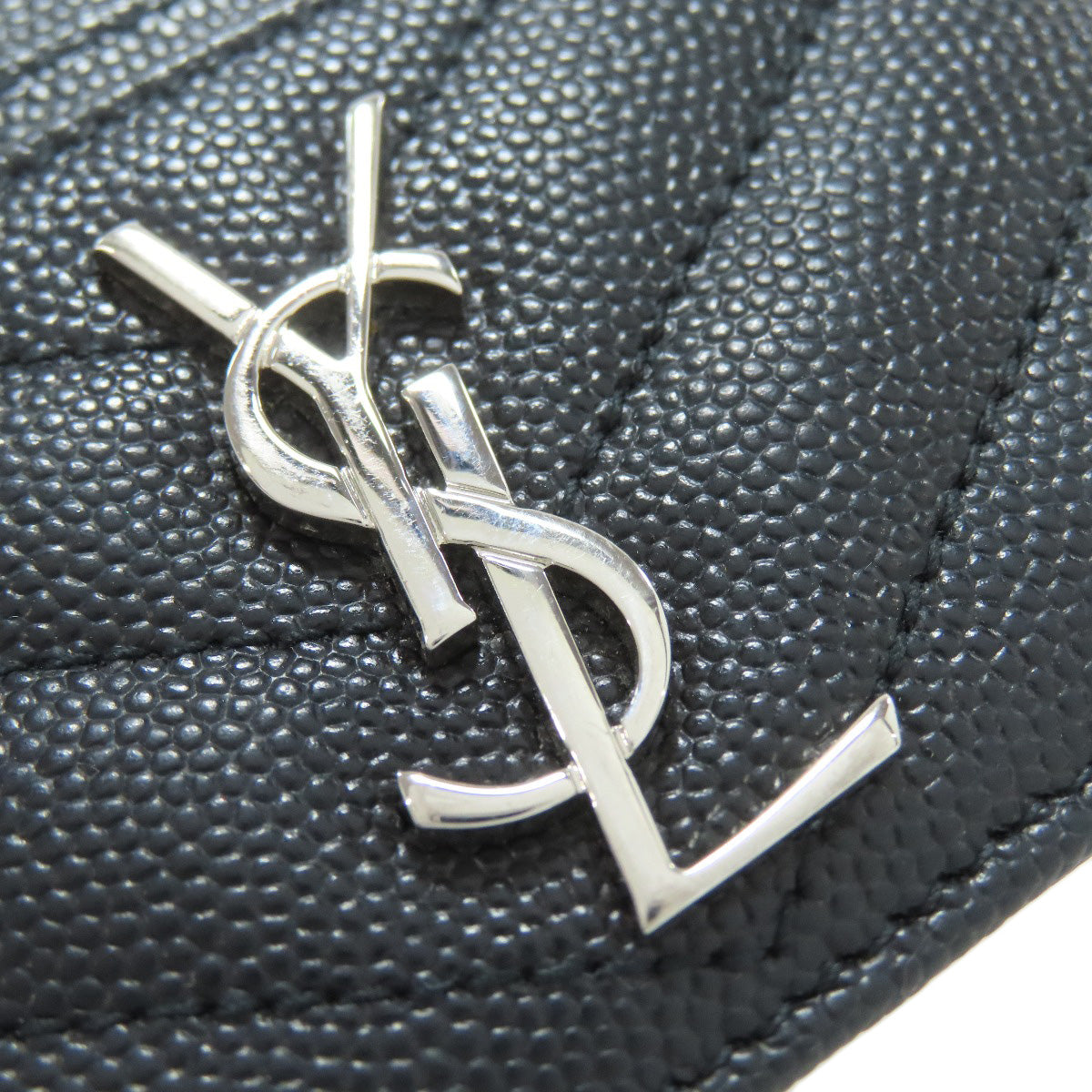 SAINT LAURENT V stitch logo Card Case Calf Ladies [Used]
