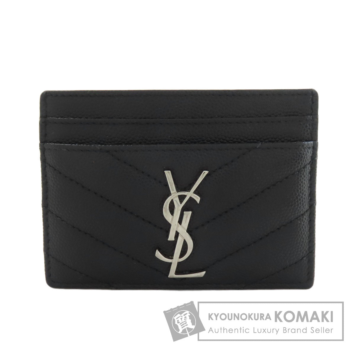 SAINT LAURENT V stitch logo Card Case Calf Ladies [Used]