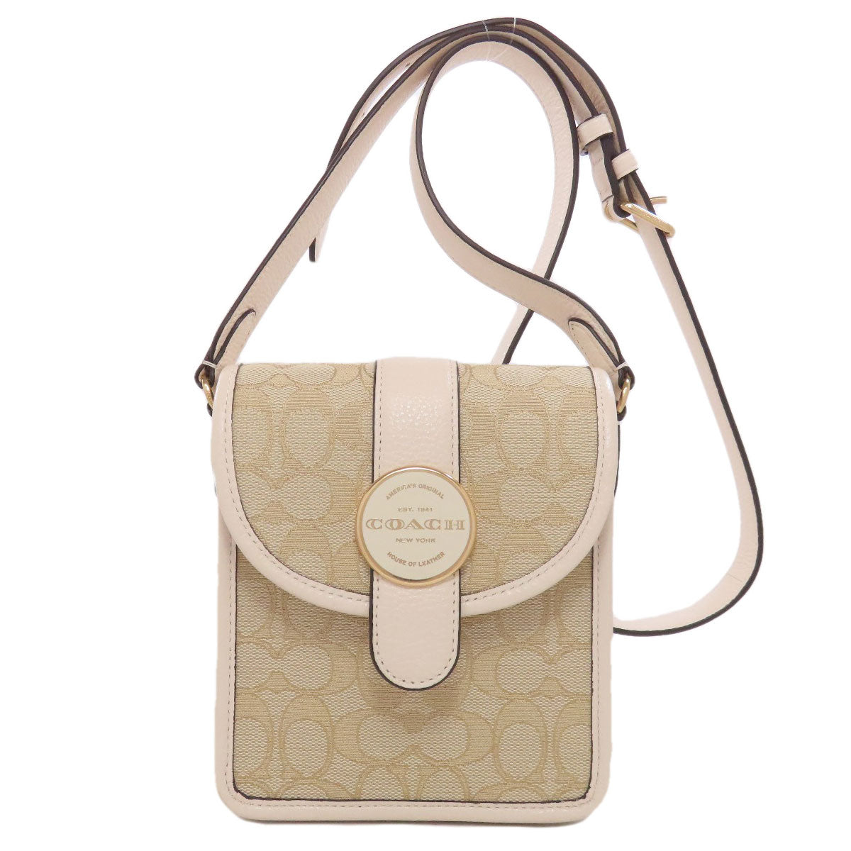 COACH C8321 North South Ronnie Crossbody Signature Shoulder Bag Canvas LeatherLadies [Used]