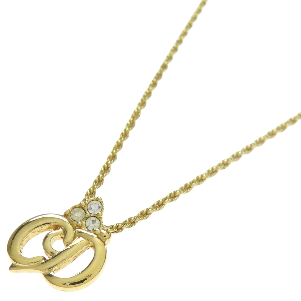 CHRISTIAN DIOR CD logo rhinestone Necklace Metal Ladies [Used]