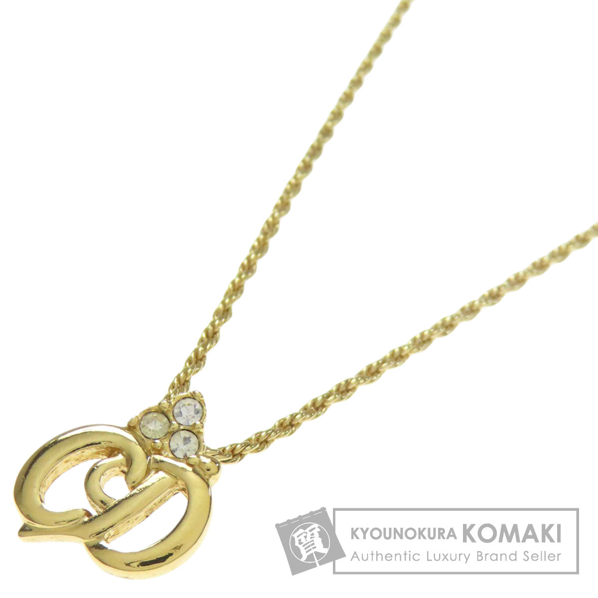 CHRISTIAN DIOR CD logo rhinestone Necklace Metal Ladies [Used]