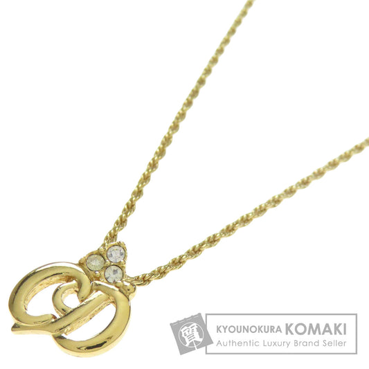 CHRISTIAN DIOR CD logo rhinestone Necklace Metal Ladies [Used]