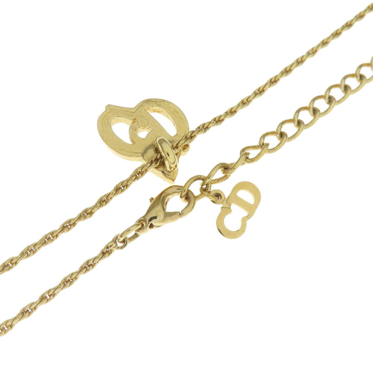 CHRISTIAN DIOR CD logo rhinestone Necklace Metal Ladies [Used]