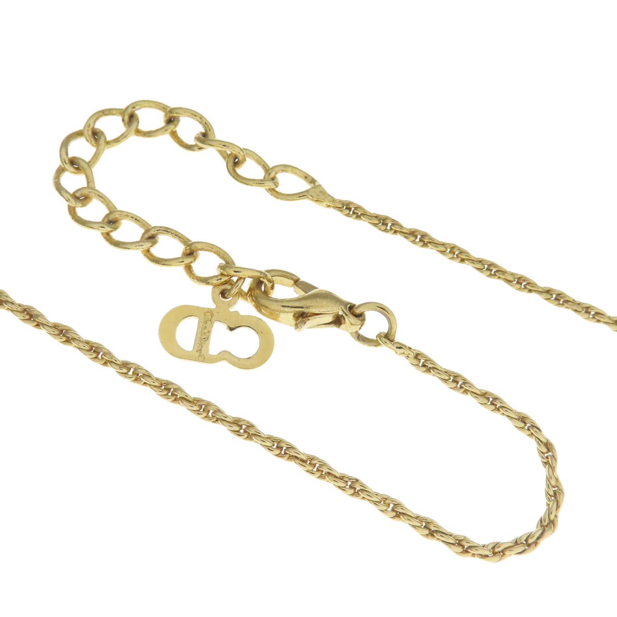 CHRISTIAN DIOR CD logo rhinestone Necklace Metal Ladies [Used]