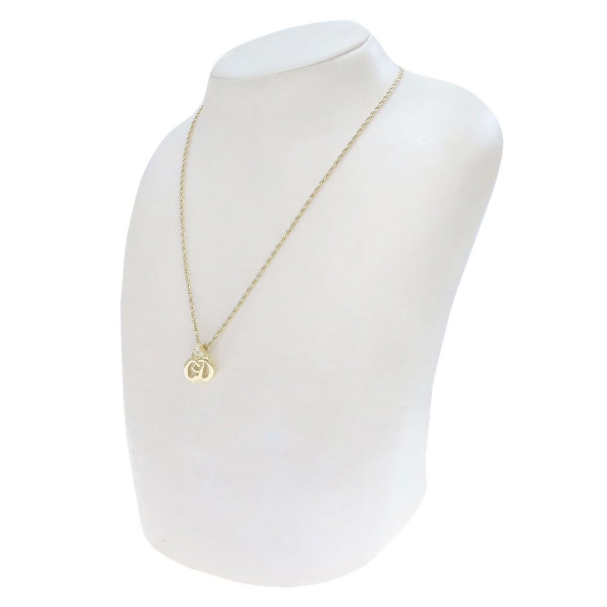 CHRISTIAN DIOR CD logo rhinestone Necklace Metal Ladies [Used]