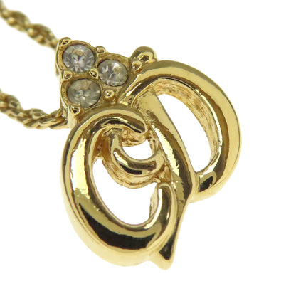 CHRISTIAN DIOR CD logo rhinestone Necklace Metal Ladies [Used]
