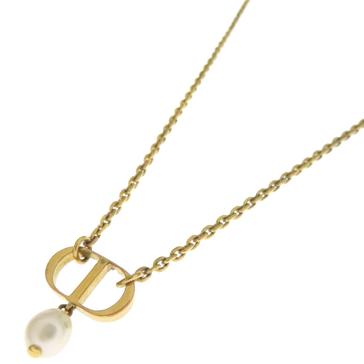 CHRISTIAN DIOR CD logo Pearl Necklace Metal Ladies [Used]