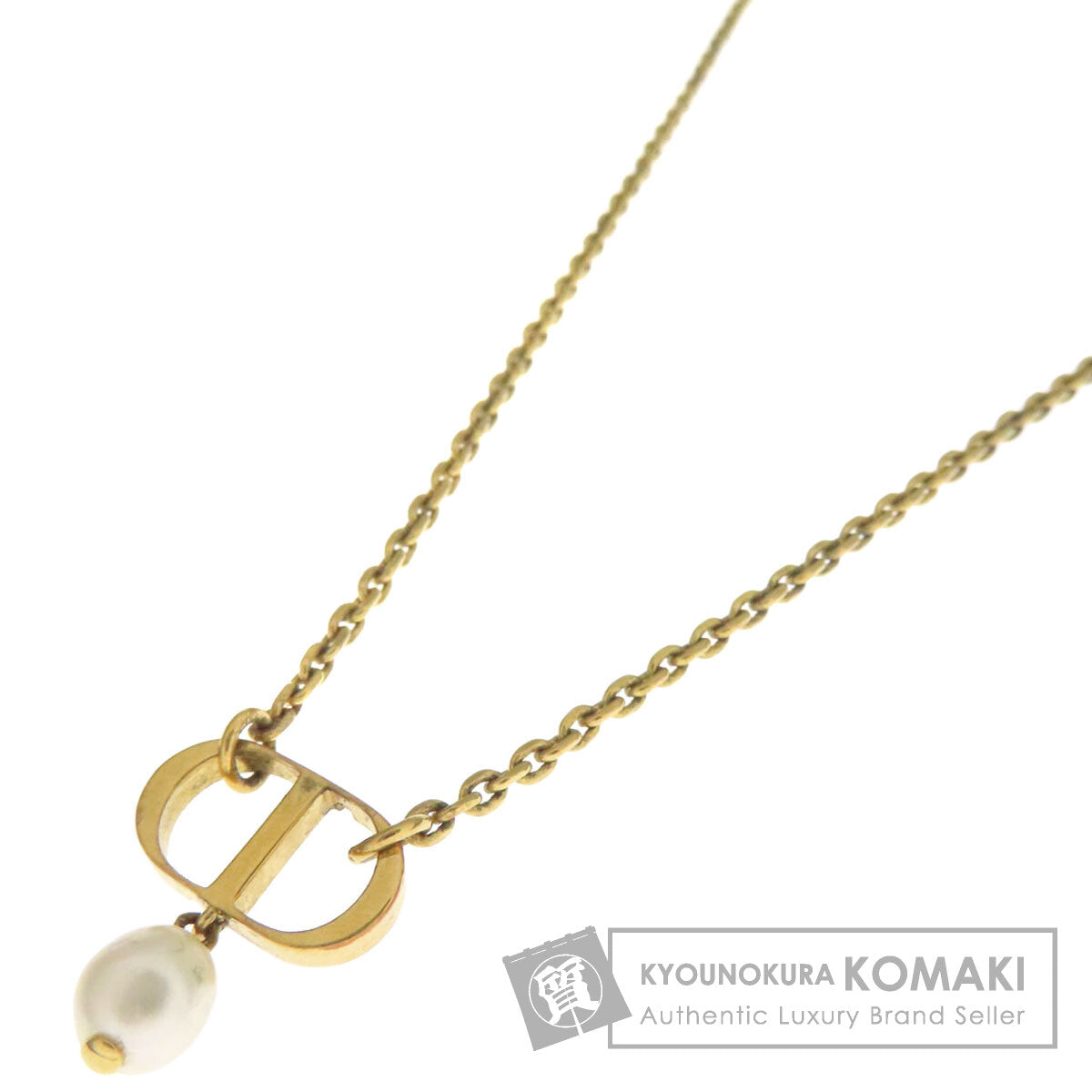 CHRISTIAN DIOR CD logo Pearl Necklace Metal Ladies [Used]