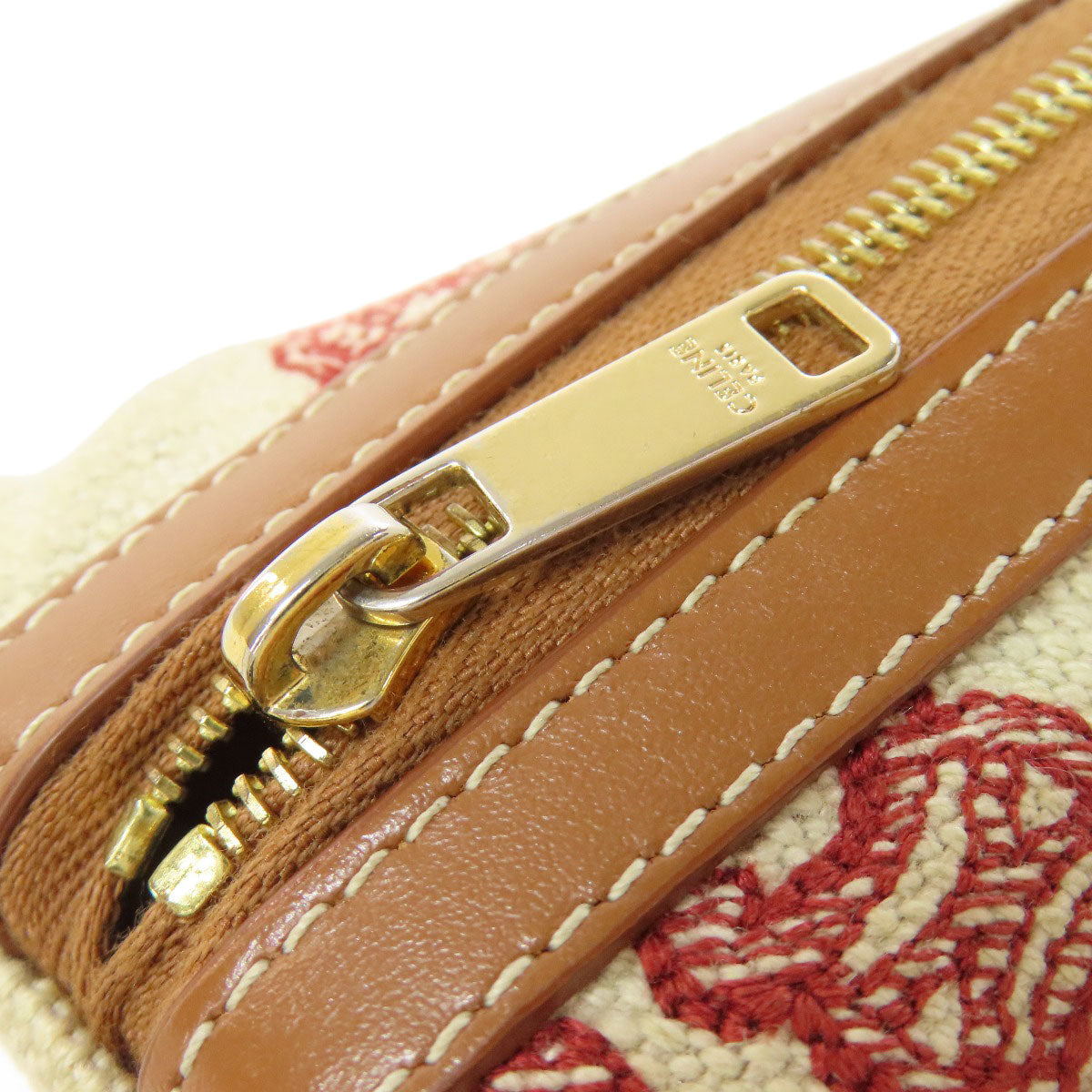 CELINE Triomphe Clutch with Chain Shoulder Bag Canvas LeatherLadies [Used]