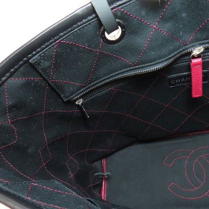 CHANEL On the Road SilverHardware Tote Bag Grained Calfskin Skin Ladies [Used]