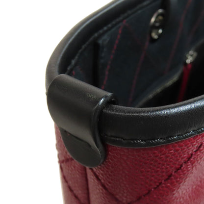 CHANEL On the Road SilverHardware Tote Bag Grained Calfskin Skin Ladies [Used]