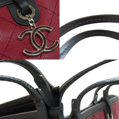 CHANEL On the Road SilverHardware Tote Bag Grained Calfskin Skin Ladies [Used]