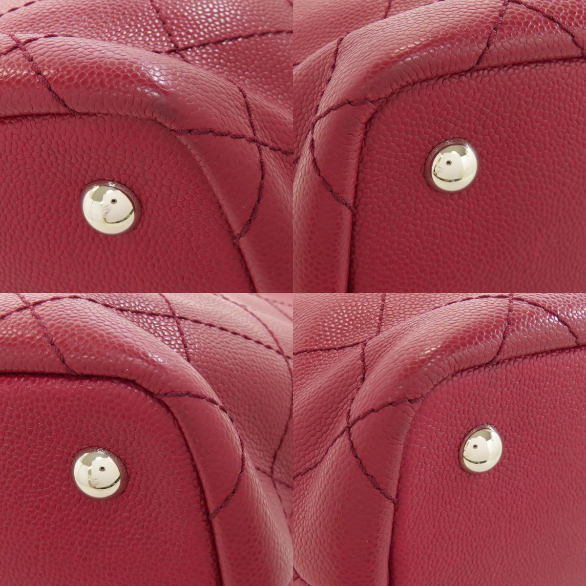 CHANEL On the Road SilverHardware Tote Bag Grained Calfskin Skin Ladies [Used]