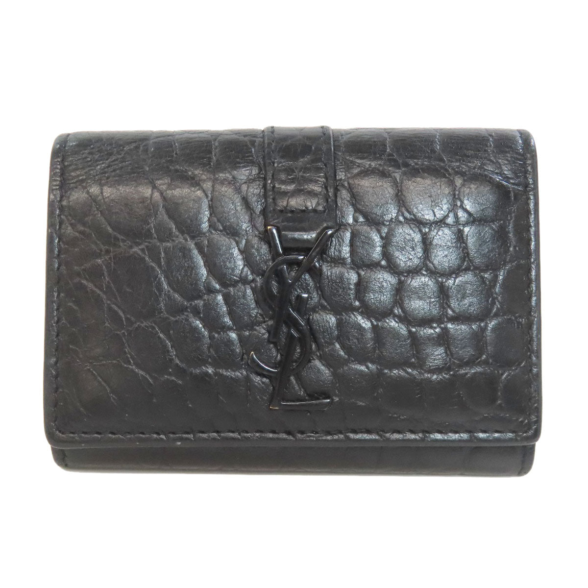 SAINT LAURENT Embossing key holder Leather Ladies [Used]