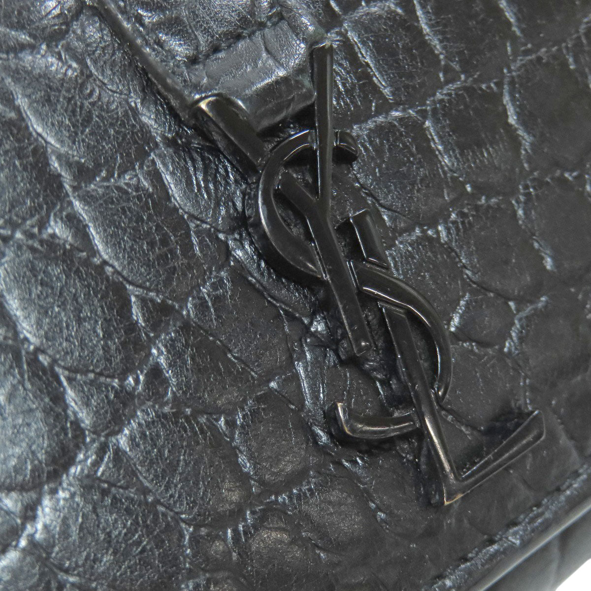 SAINT LAURENT Embossing key holder Leather Ladies [Used]