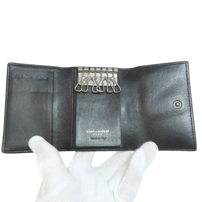 SAINT LAURENT Embossing key holder Leather Ladies [Used]