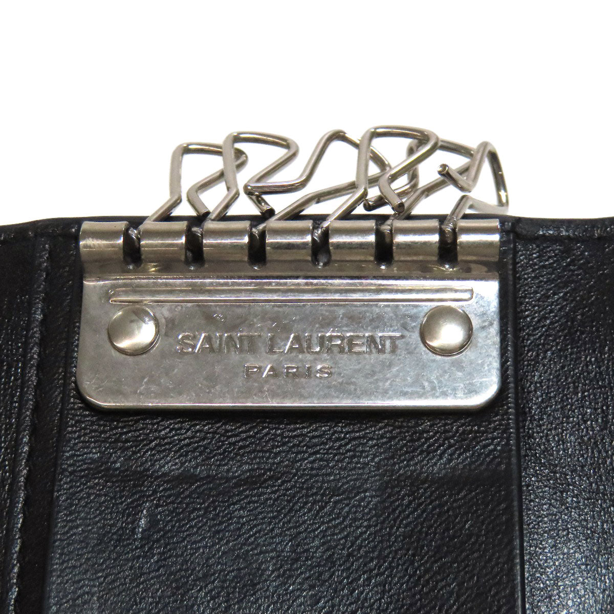 SAINT LAURENT Embossing key holder Leather Ladies [Used]