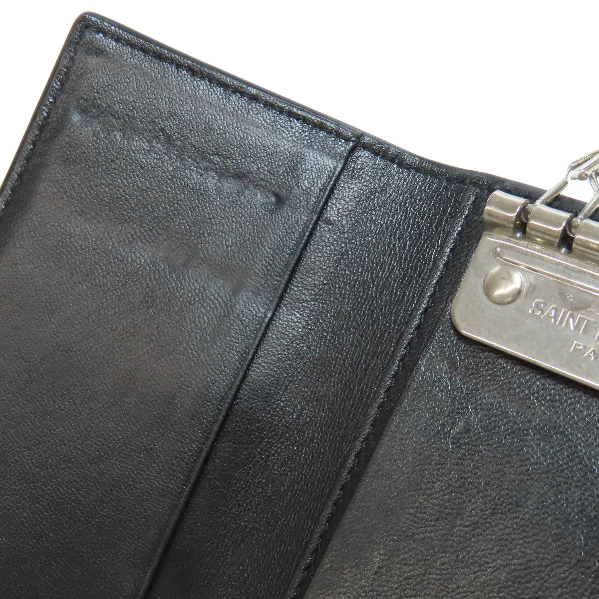 SAINT LAURENT Embossing key holder Leather Ladies [Used]