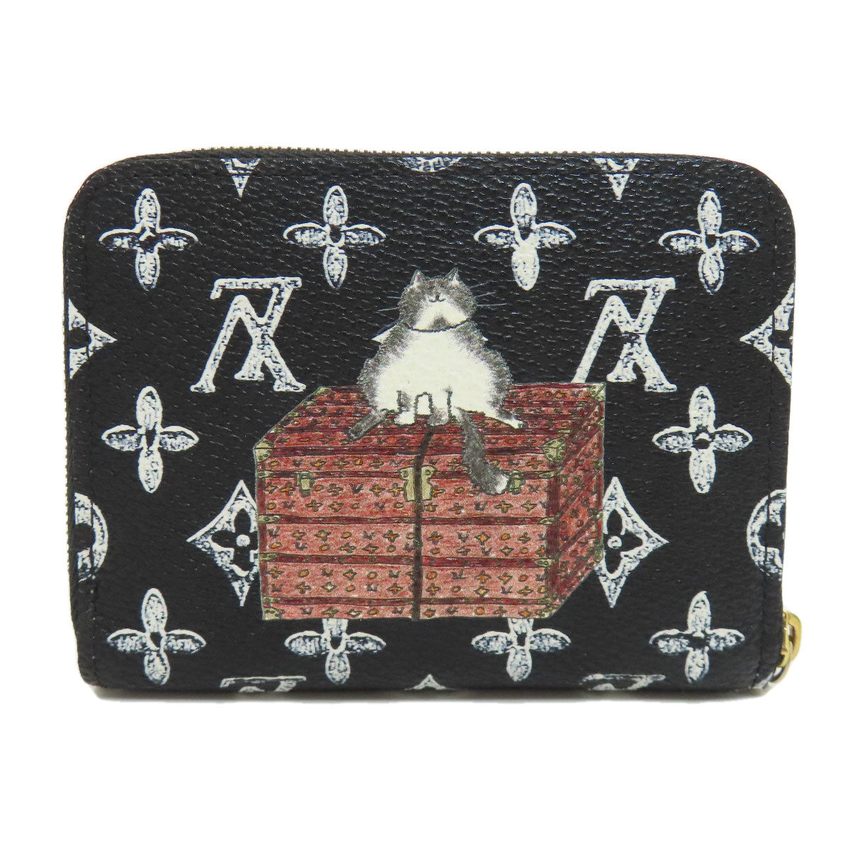 LOUIS VUITTON M63884 Zippy Coin Purse Catgram coin purse Monogram canvas Ladies [Used]