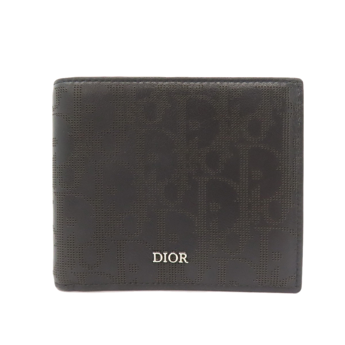 CHRISTIAN DIOR Trotter pattern Bifold Wallet No Coin Pocket Leather Ladies [Used]