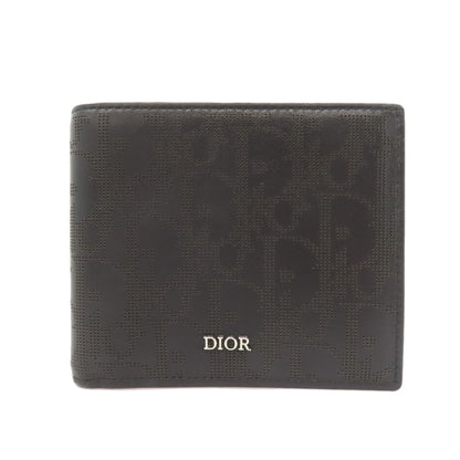 CHRISTIAN DIOR Trotter pattern Bifold Wallet No Coin Pocket Leather Ladies [Used]