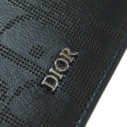 CHRISTIAN DIOR Trotter pattern Bifold Wallet No Coin Pocket Leather Ladies [Used]