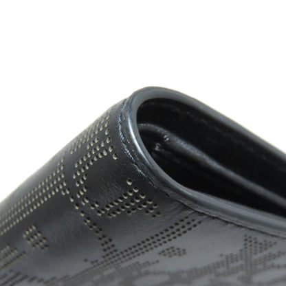 CHRISTIAN DIOR Trotter pattern Bifold Wallet No Coin Pocket Leather Ladies [Used]