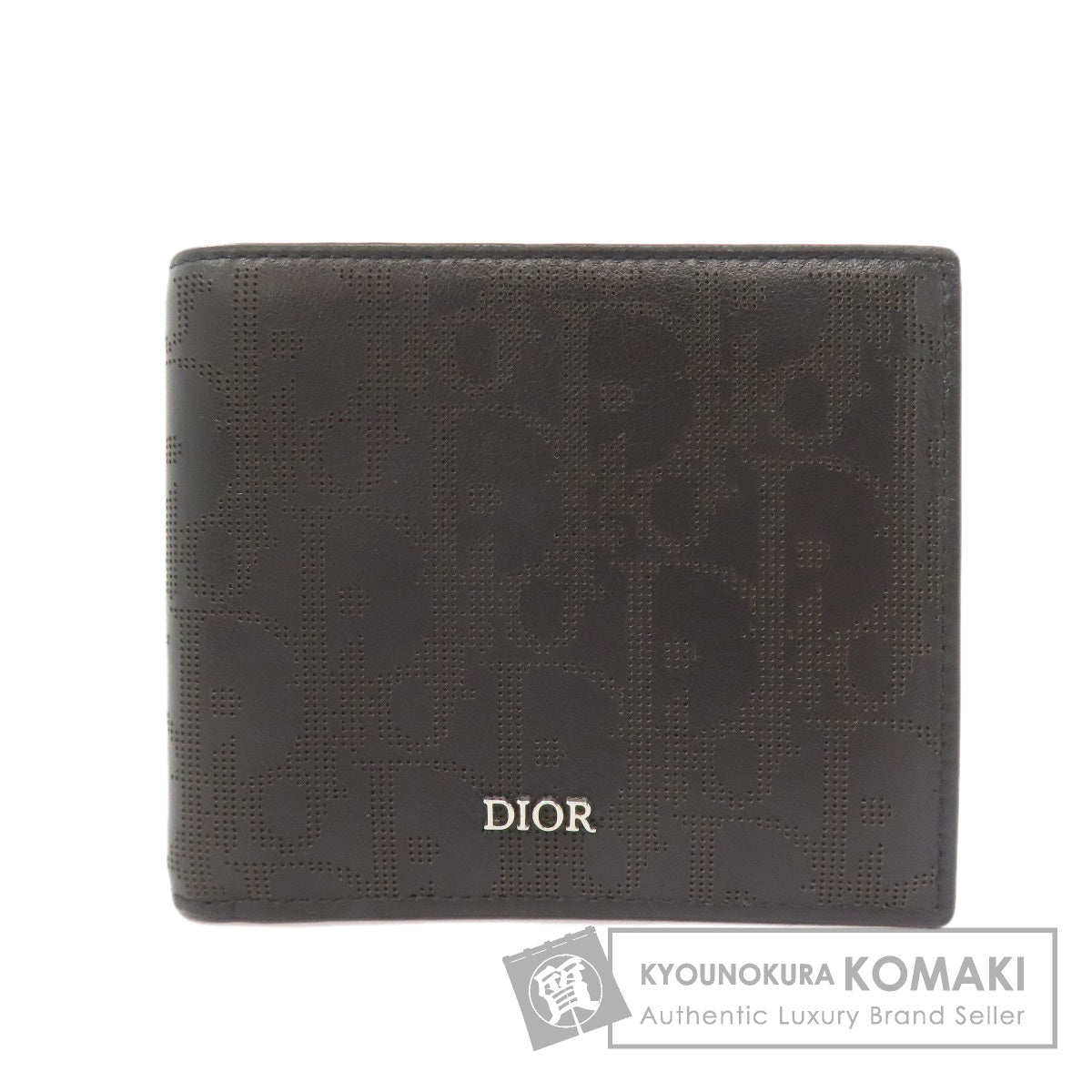 CHRISTIAN DIOR Trotter pattern Bifold Wallet No Coin Pocket Leather Ladies [Used]