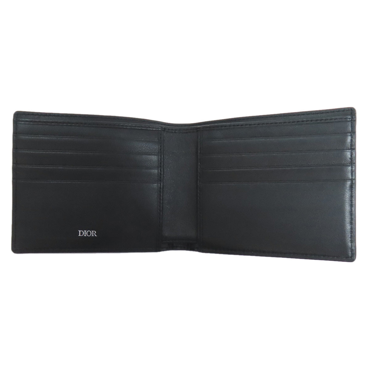 CHRISTIAN DIOR Trotter pattern Bifold Wallet No Coin Pocket Leather Ladies [Used]