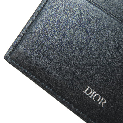 CHRISTIAN DIOR Trotter pattern Bifold Wallet No Coin Pocket Leather Ladies [Used]