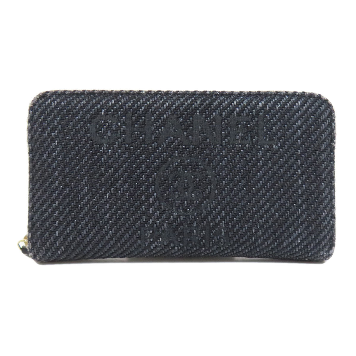 CHANEL Deauville small zip wallet Long wallet (with coin pocket) Canvas Ladies [Used]