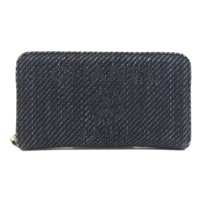 CHANEL Deauville small zip wallet Long wallet (with coin pocket) Canvas Ladies [Used]
