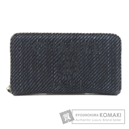 CHANEL Deauville small zip wallet Long wallet (with coin pocket) Canvas Ladies [Used]