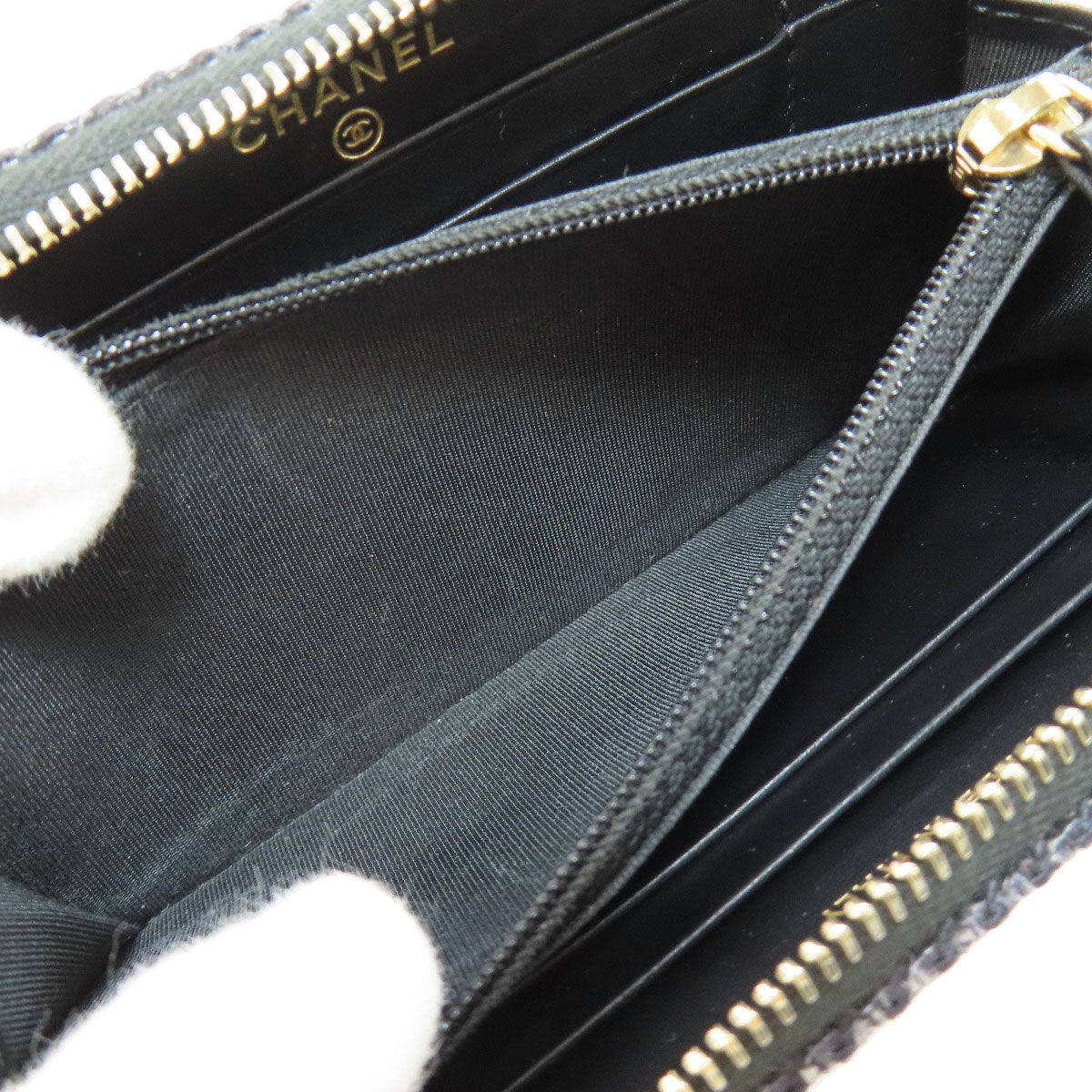 CHANEL Deauville small zip wallet Long wallet (with coin pocket) Canvas Ladies [Used]