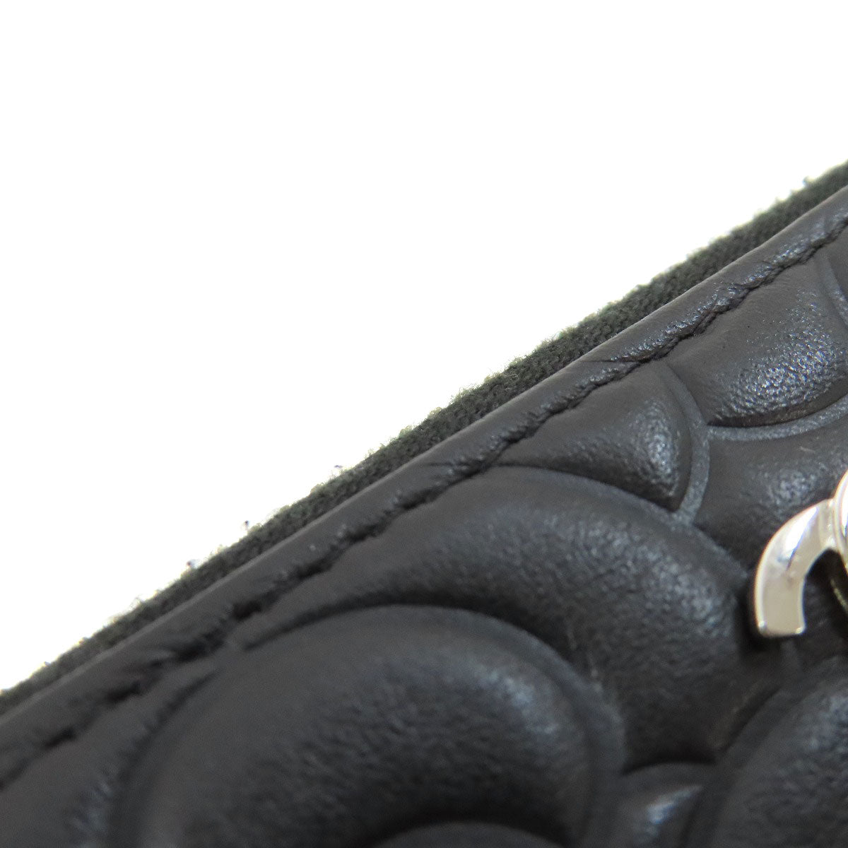 CHANEL Camellia Silver Hardware Long wallet (with coin pocket) Calf Ladies [Used]