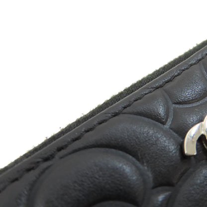 CHANEL Camellia Silver Hardware Long wallet (with coin pocket) Calf Ladies [Used]