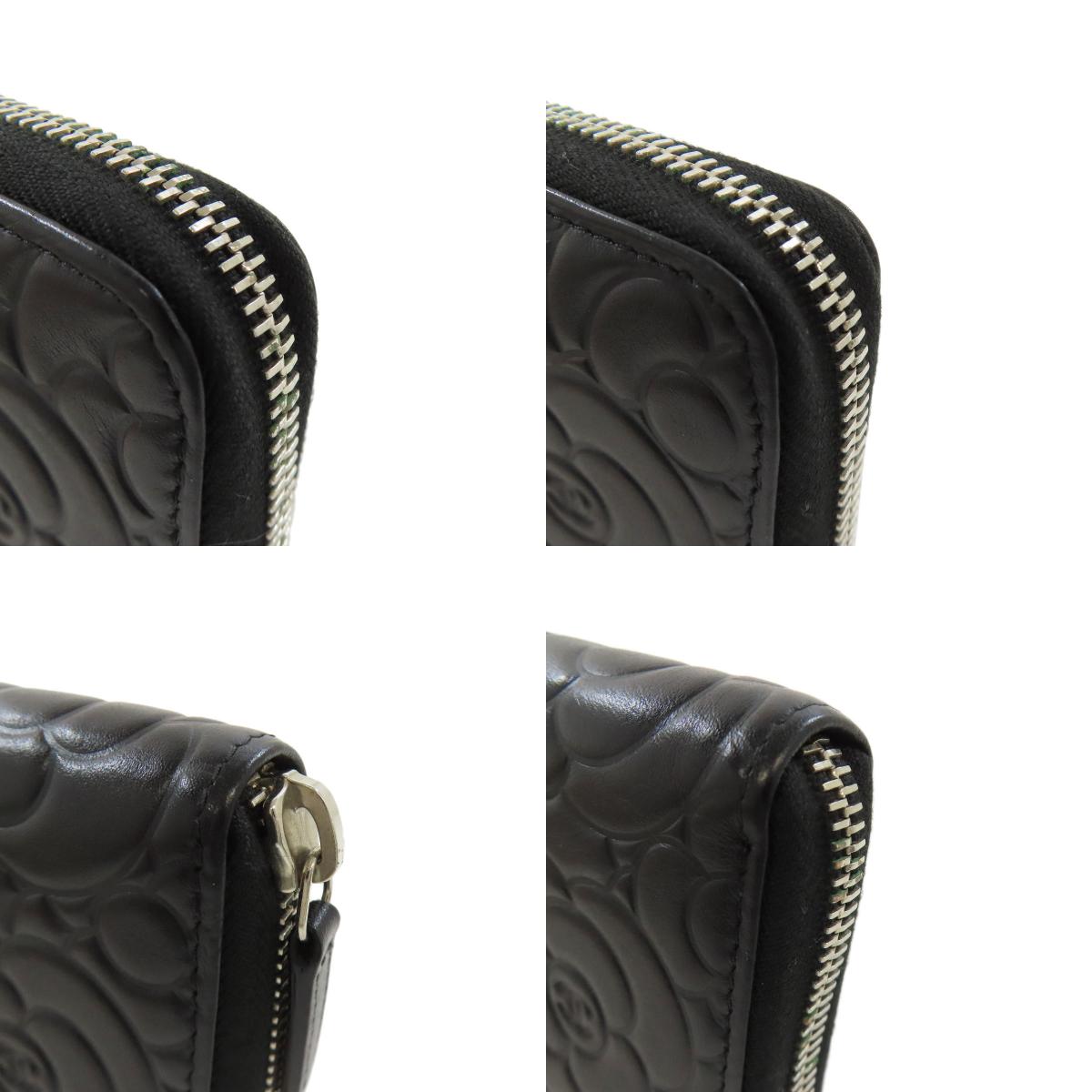 CHANEL Camellia Silver Hardware Long wallet (with coin pocket) Calf Ladies [Used]