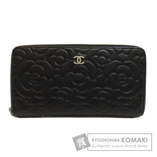 CHANEL Camellia Silver Hardware Long wallet (with coin pocket) Calf Ladies [Used]