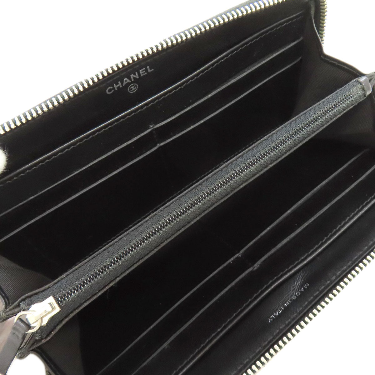 CHANEL Camellia Silver Hardware Long wallet (with coin pocket) Calf Ladies [Used]