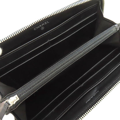 CHANEL Camellia Silver Hardware Long wallet (with coin pocket) Calf Ladies [Used]