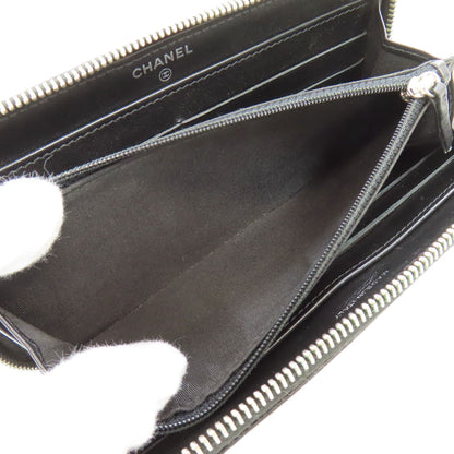CHANEL Camellia Silver Hardware Long wallet (with coin pocket) Calf Ladies [Used]