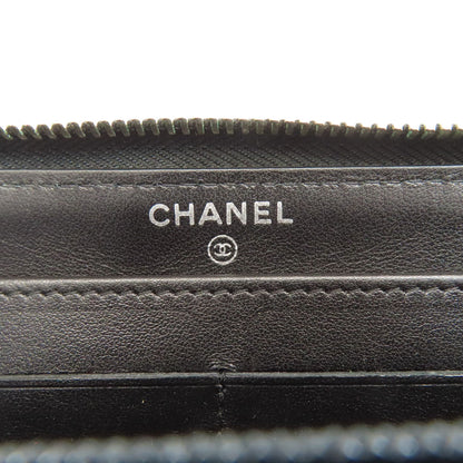 CHANEL Camellia Silver Hardware Long wallet (with coin pocket) Calf Ladies [Used]
