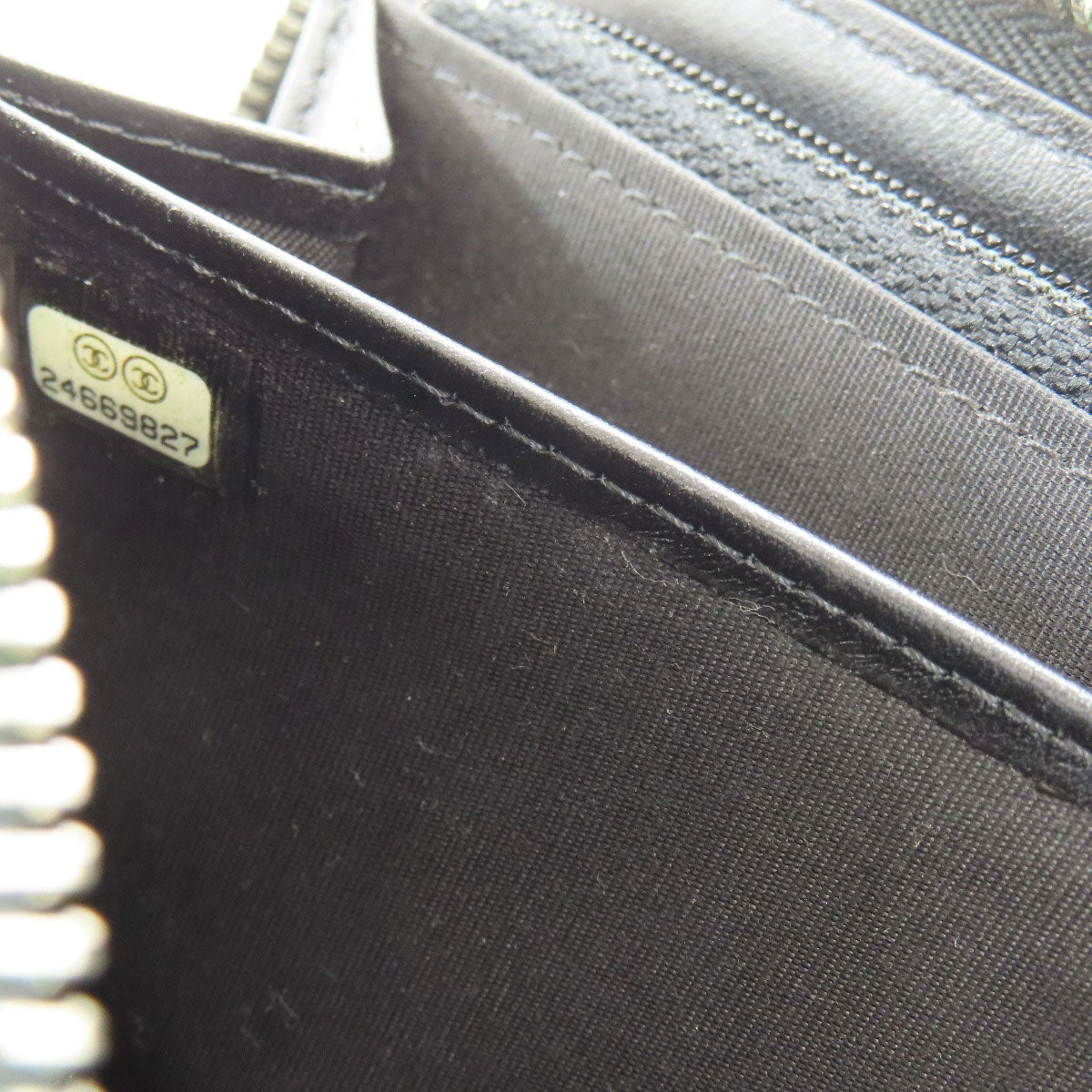 CHANEL Camellia Silver Hardware Long wallet (with coin pocket) Calf Ladies [Used]