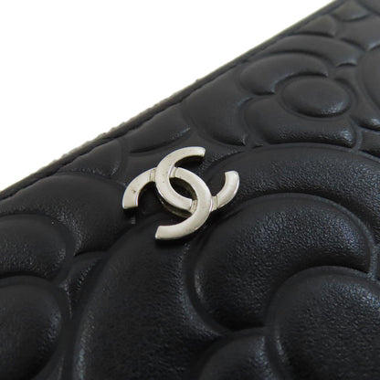 CHANEL Camellia Silver Hardware Long wallet (with coin pocket) Calf Ladies [Used]