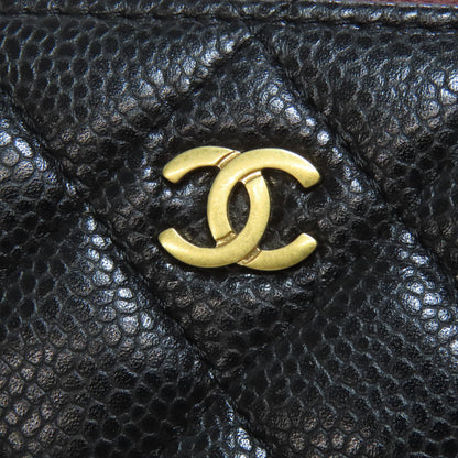 CHANEL Matelasse GoldHardware Cosmetics Pouch Grained Calfskin Skin Ladies [Used]
