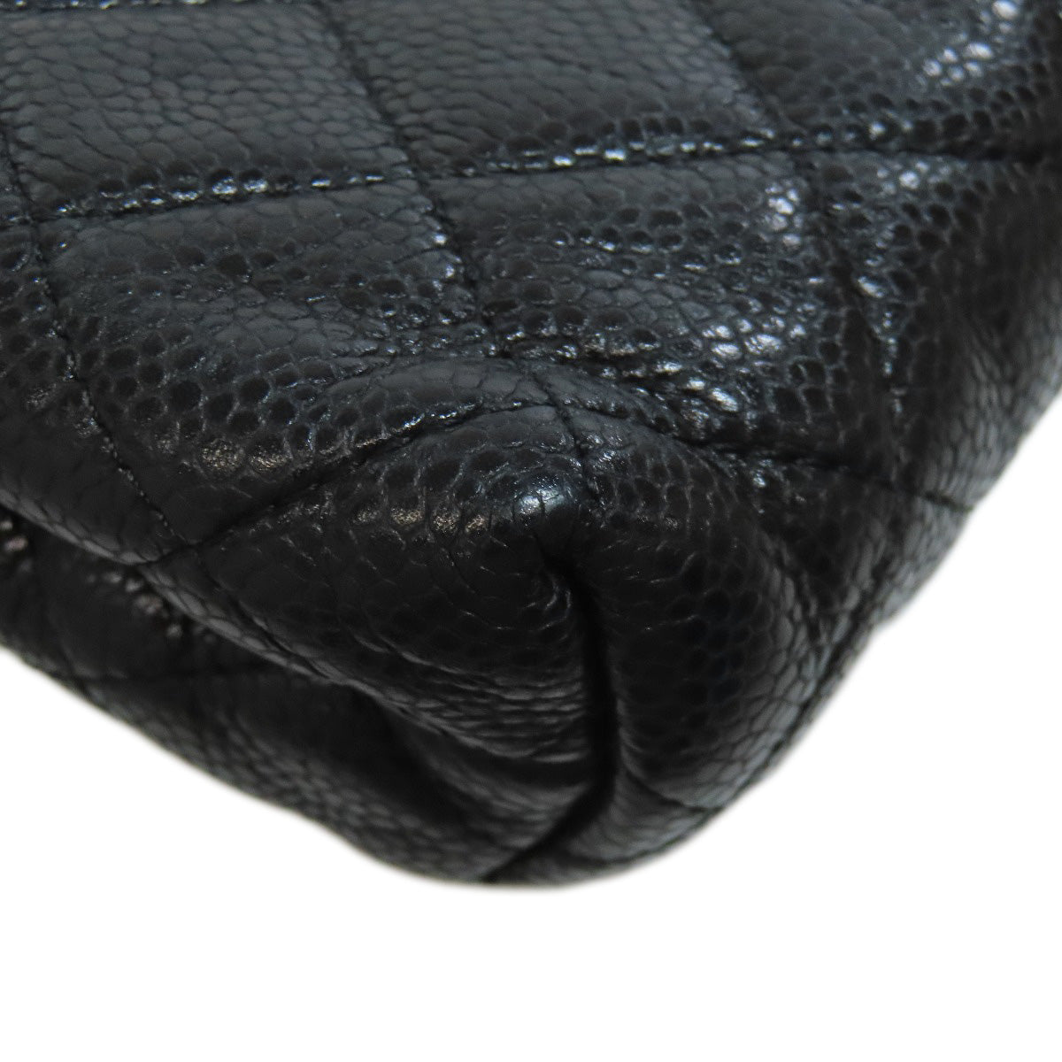 CHANEL Matelasse GoldHardware Cosmetics Pouch Grained Calfskin Skin Ladies [Used]