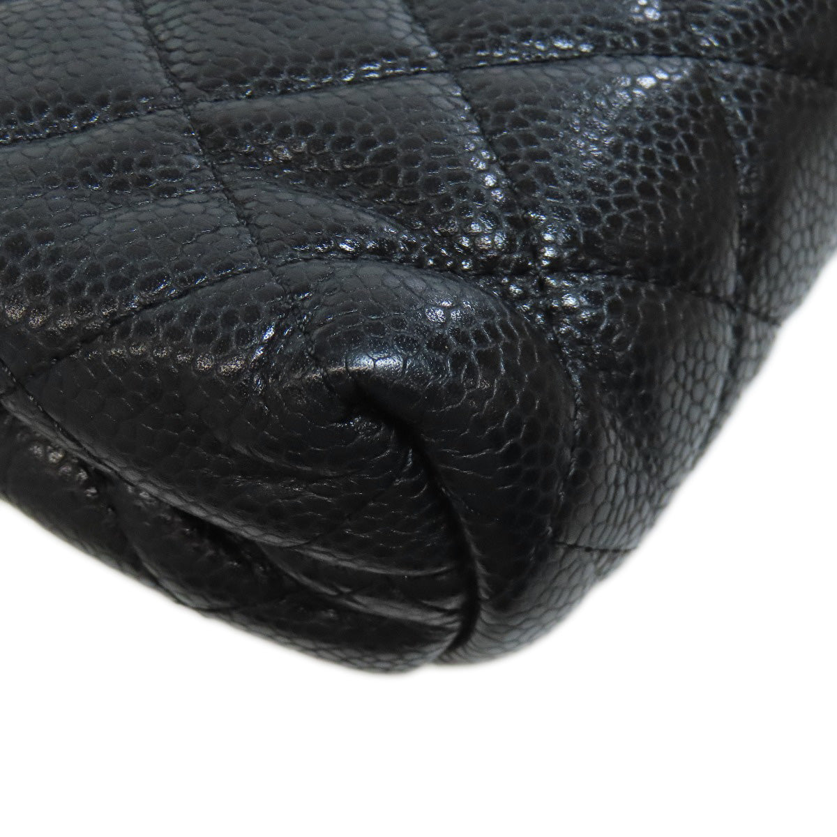 CHANEL Matelasse GoldHardware Cosmetics Pouch Grained Calfskin Skin Ladies [Used]