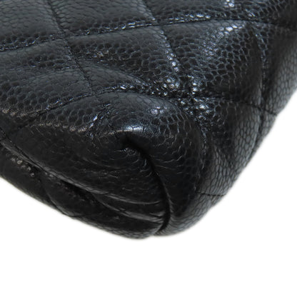 CHANEL Matelasse GoldHardware Cosmetics Pouch Grained Calfskin Skin Ladies [Used]